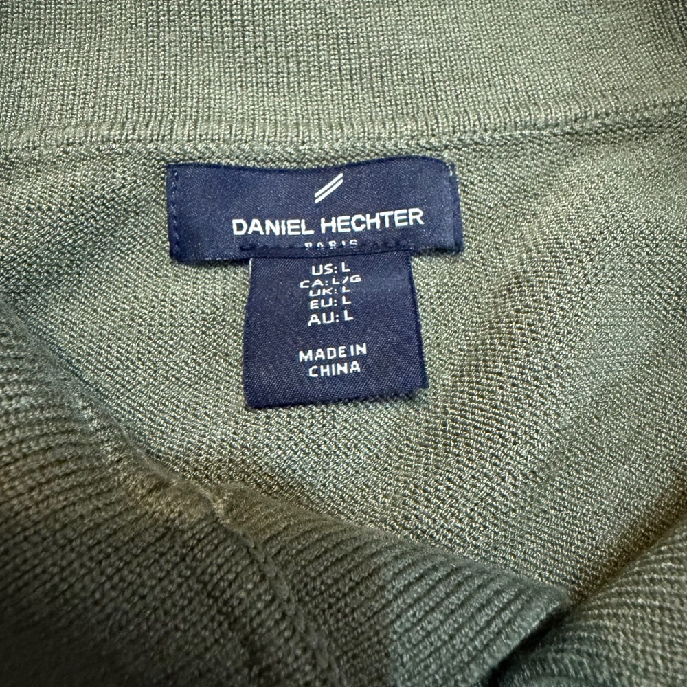 Daniel Hechter Polo Shirt Mens Large Green Short Sleeve Knit Rayon Blend Sweater - Picture 3 of 6